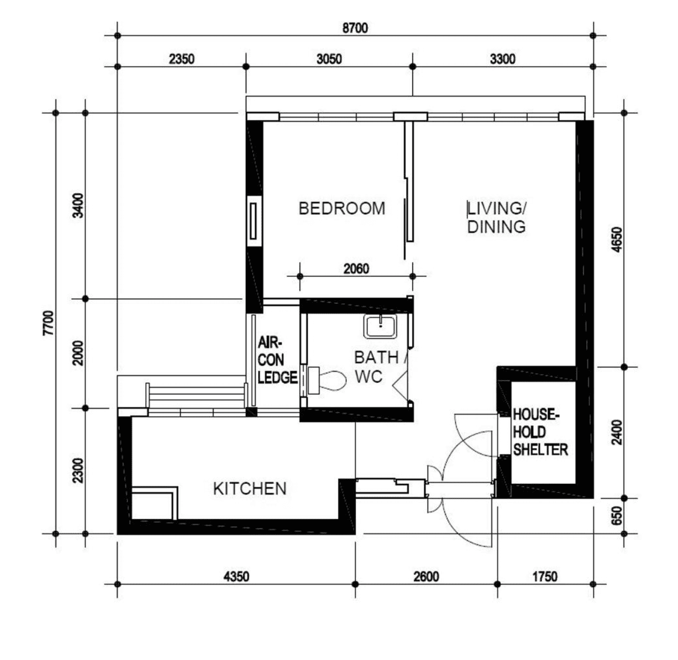 Minimalist 2 Room Flexi