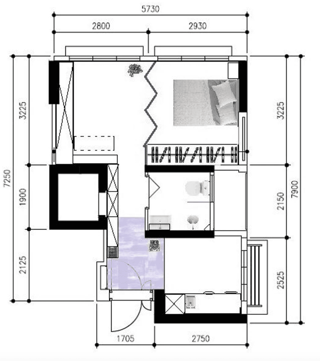 Modern - 2 Room HDB Floor Plan