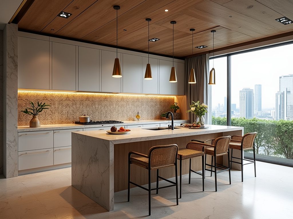 singapore penthouse, Mediterranean-modern kitchen