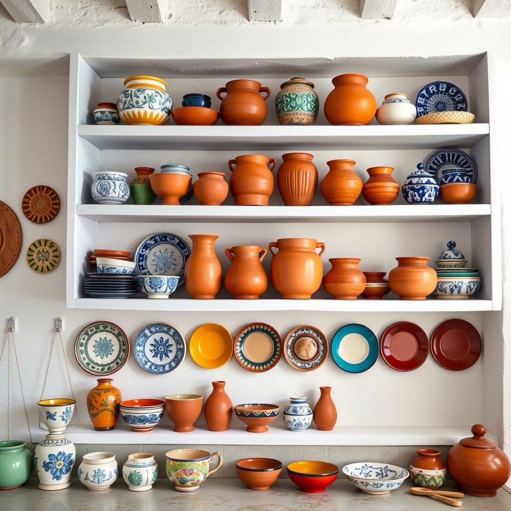typically Mediterranean items like colourful ceramics